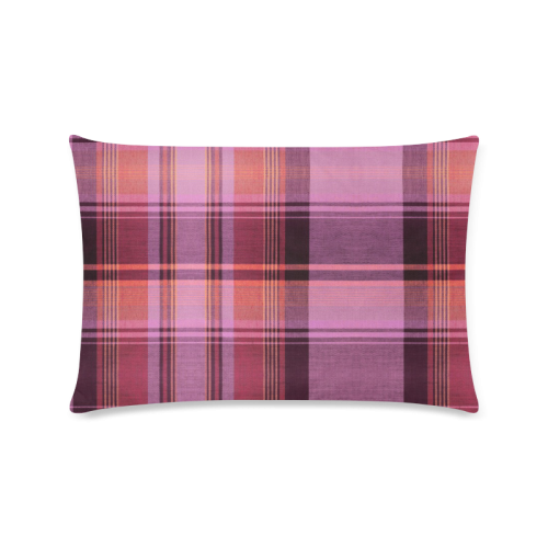 PINK PLAID Custom Rectangle Pillow Case 16"x24" (one side)