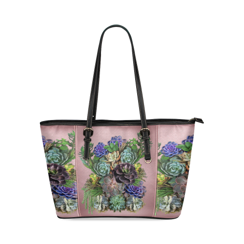 large succulent display Leather Tote Bag/Small (Model 1640)