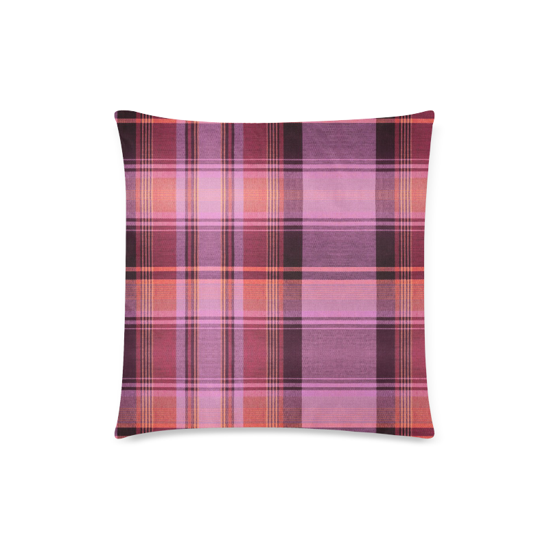 PINK PLAID Custom Zippered Pillow Case 18"x18"(Twin Sides)
