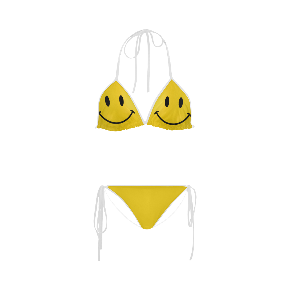 Happy Yellow Smiley Custom Bikini Swimsuit