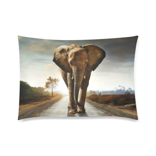 The Elephant Custom Zippered Pillow Case 20"x30"(Twin Sides)