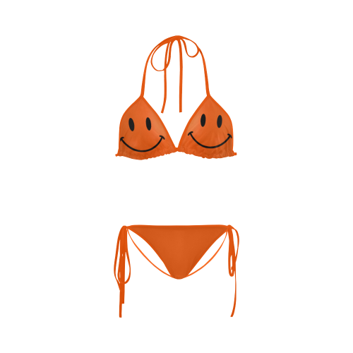 Happy Orange Smiley Custom Bikini Swimsuit