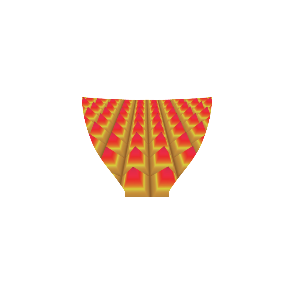 Yellow and Red 3D Geometric Pyramids Custom Bikini Swimsuit
