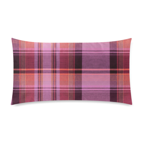 PINK PLAID Rectangle Pillow Case 20"x36"(Twin Sides)