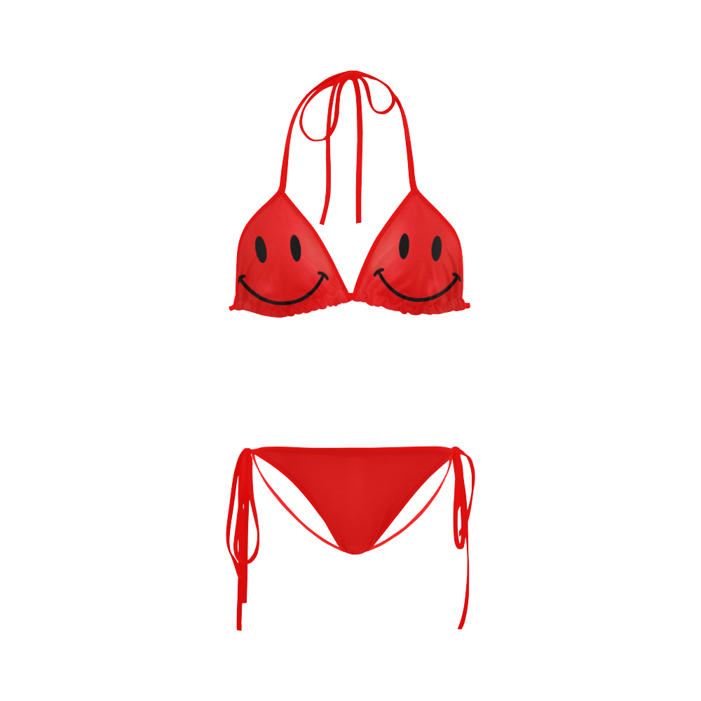Happy Red Smiley Custom Bikini Swimsuit