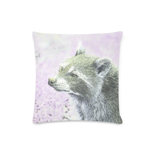 sketched racoon Custom Zippered Pillow Case 16"x16"(Twin Sides)