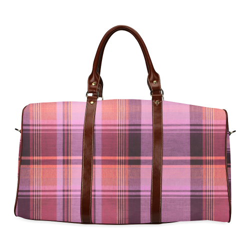 PINK PLAID Waterproof Travel Bag/Small (Model 1639)