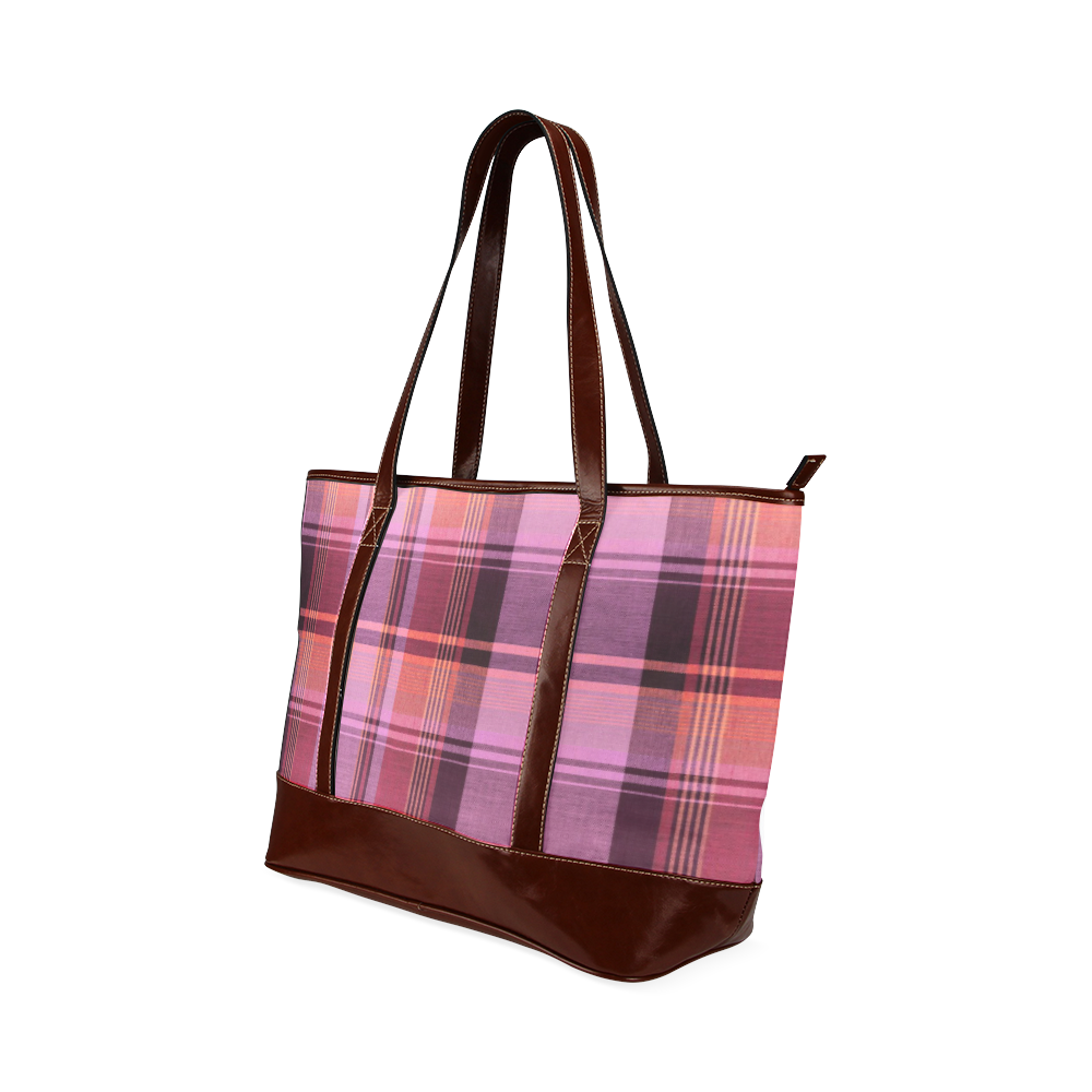 PINK PLAID Tote Handbag (Model 1642)