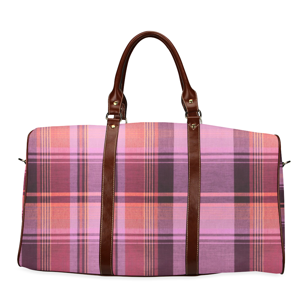 PINK PLAID Waterproof Travel Bag/Large (Model 1639)