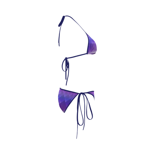 Glowing Purple 3D Pyramids Custom Bikini Swimsuit