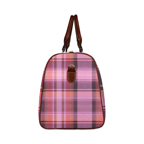 PINK PLAID Waterproof Travel Bag/Small (Model 1639)