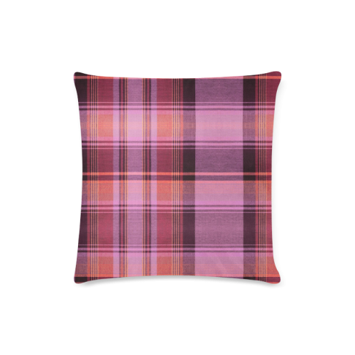 PINK PLAID Custom Zippered Pillow Case 16"x16"(Twin Sides)