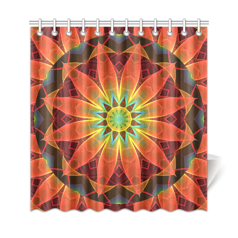 Radiance and Light, Orange Brown Awakening Shower Curtain 69"x72"