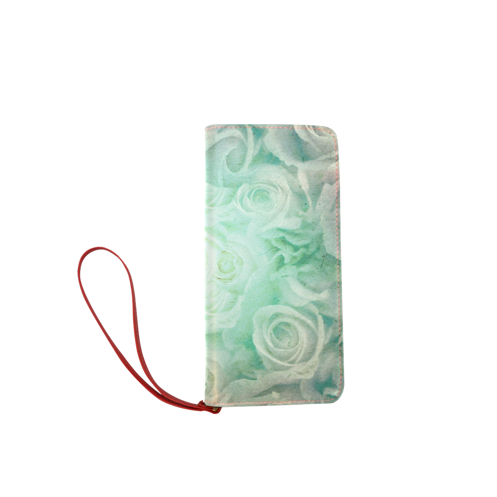 Green flowers Women's Clutch Wallet (Model 1637)