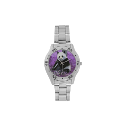 funky lilac panda Men's Stainless Steel Analog Watch(Model 108)