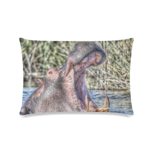 painted hippo Custom Zippered Pillow Case 16"x24"(Twin Sides)