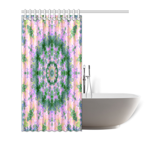Rose Pink Green Explosion of Flowers Mandala Shower Curtain 72"x72"