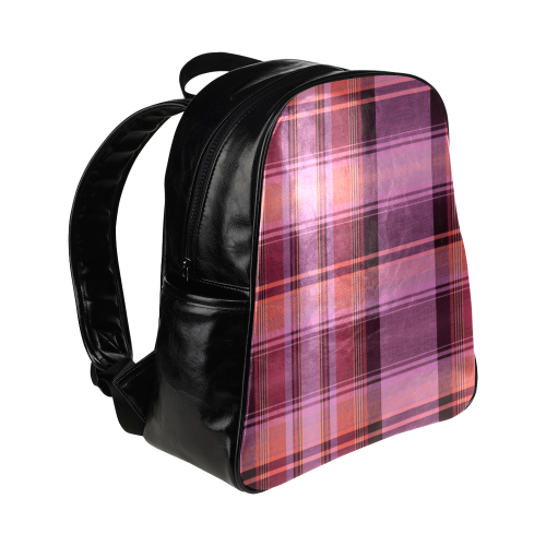 PINK PLAID Multi-Pockets Backpack (Model 1636)
