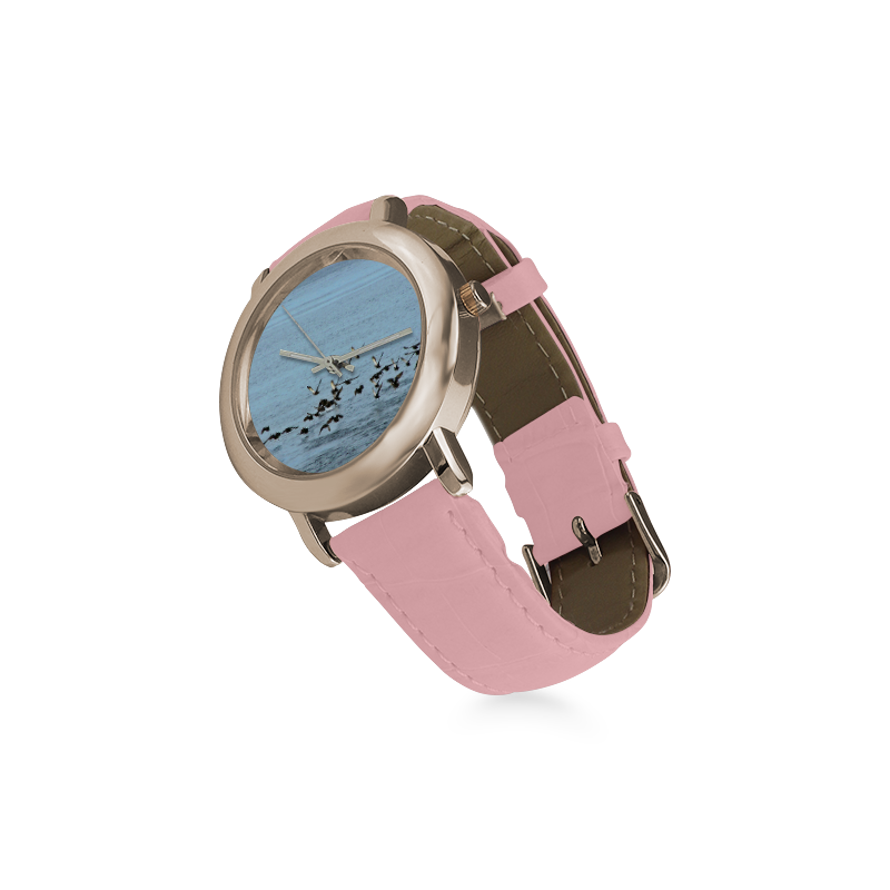 Flock Off Women's Rose Gold Leather Strap Watch(Model 201)