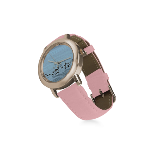 Flock Off Women's Rose Gold Leather Strap Watch(Model 201)