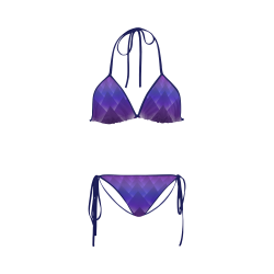 Glowing Purple 3D Pyramids Custom Bikini Swimsuit