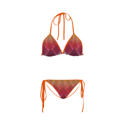 Glowing Red 3D Pyramids Custom Bikini Swimsuit