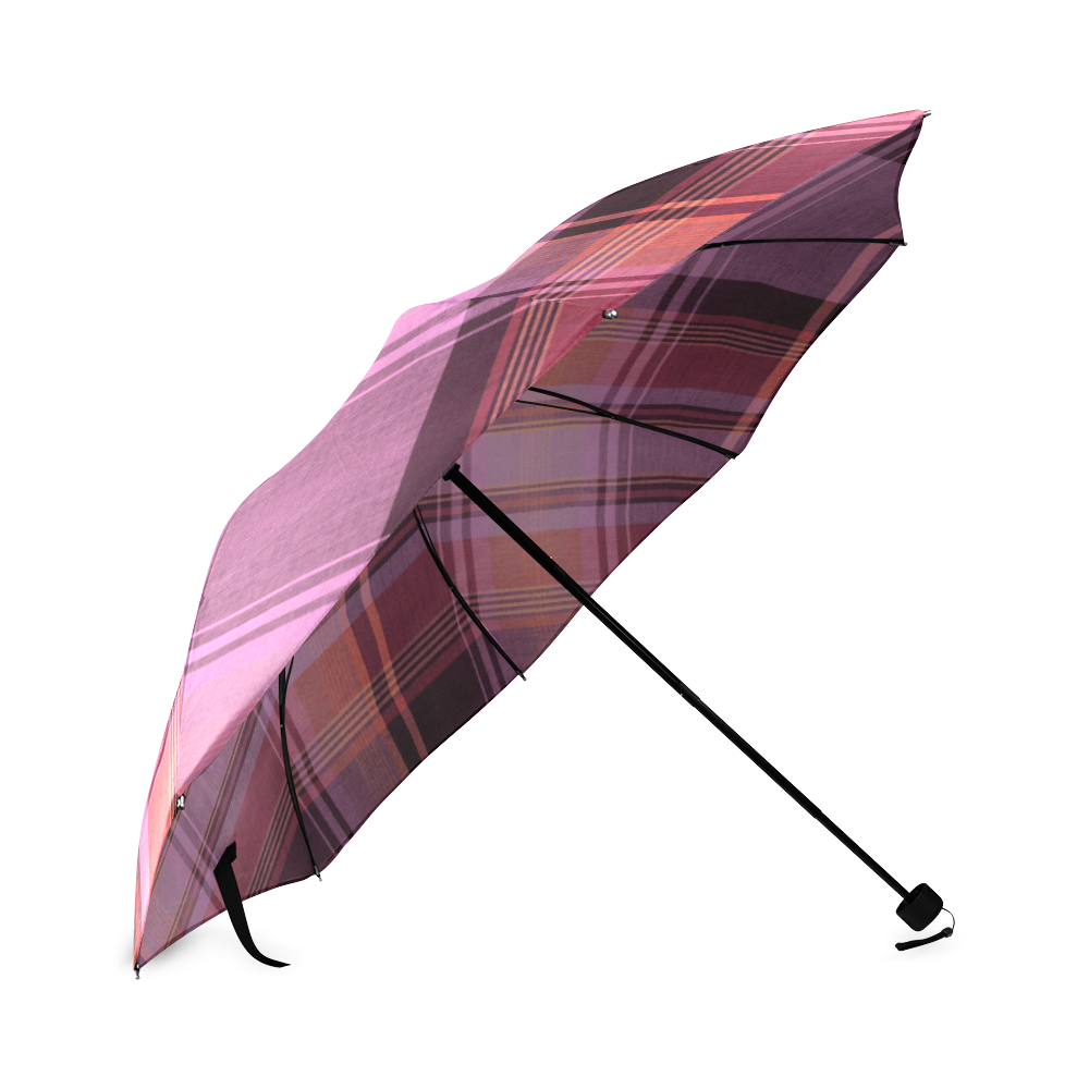 PINK PLAID Foldable Umbrella (Model U01)
