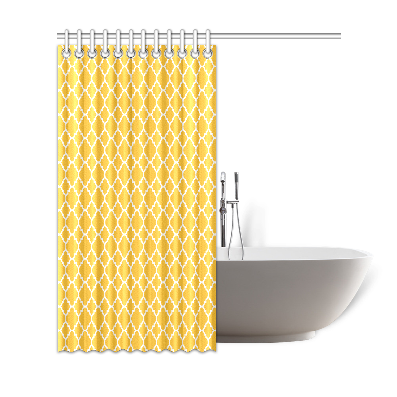 sunny yellow white quatrefoil classic pattern Shower Curtain 69"x72"
