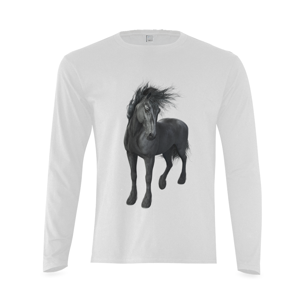 Gothic Friesian Horse Sunny Men's T-shirt (long-sleeve) (Model T08)