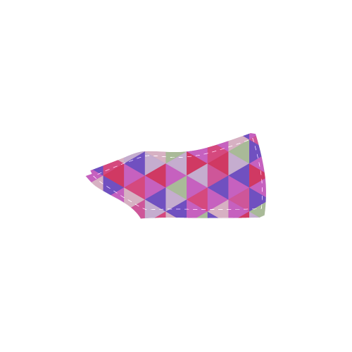 Pink Geometric Triangle Pattern Women's Slip-on Canvas Shoes (Model 019)