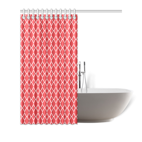 red white quatrefoil classic pattern Shower Curtain 72"x72"
