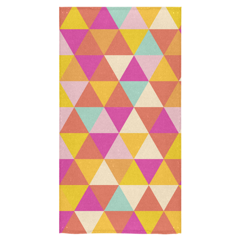 Yellow Geometric Triangle Pattern Bath Towel 30"x56"