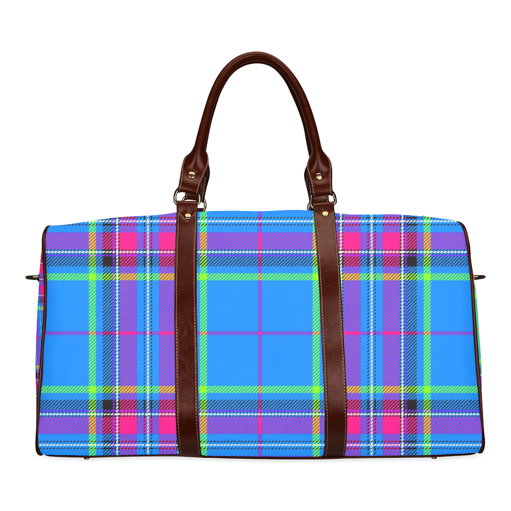 TARTAN-BLUE Waterproof Travel Bag/Large (Model 1639)