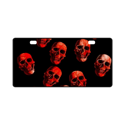skulls red License Plate