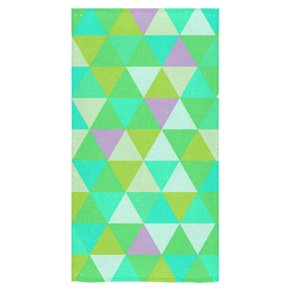 Green Geometric Triangle Pattern Bath Towel 30"x56"