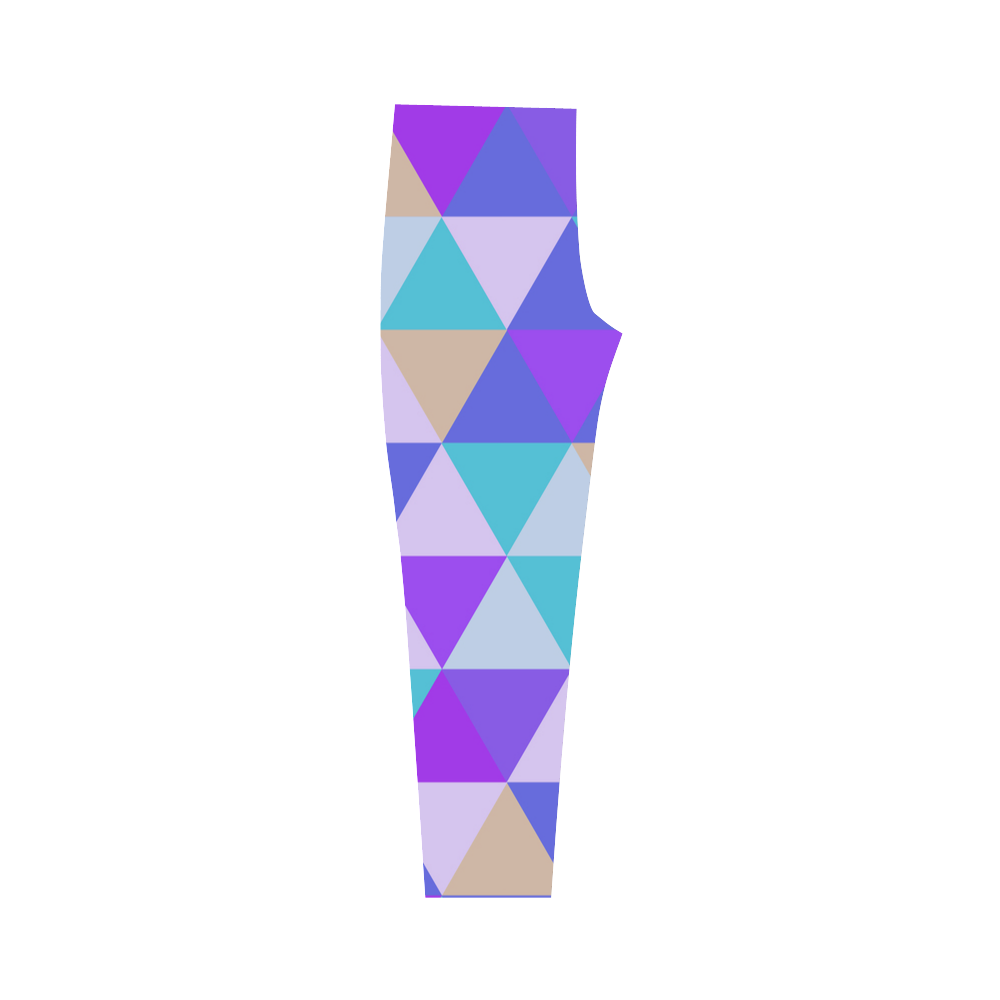 Purple Geometric Triangle Pattern Capri Legging (Model L02)