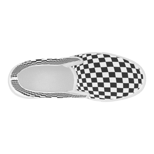 Optical Illusion Checkers Chequers Women's Slip-on Canvas Shoes (Model 019)