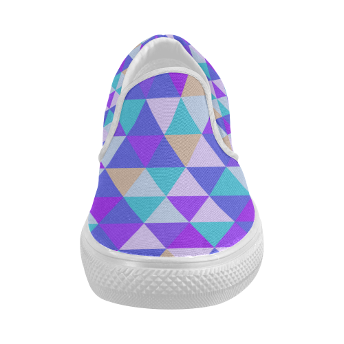 Purple Geometric Triangle Pattern Women's Slip-on Canvas Shoes (Model 019)