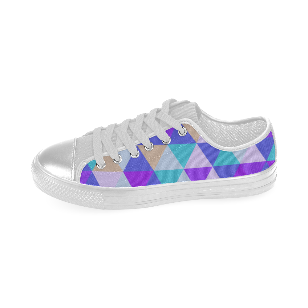 Purple Geometric Triangle Pattern Women's Classic Canvas Shoes (Model 018)