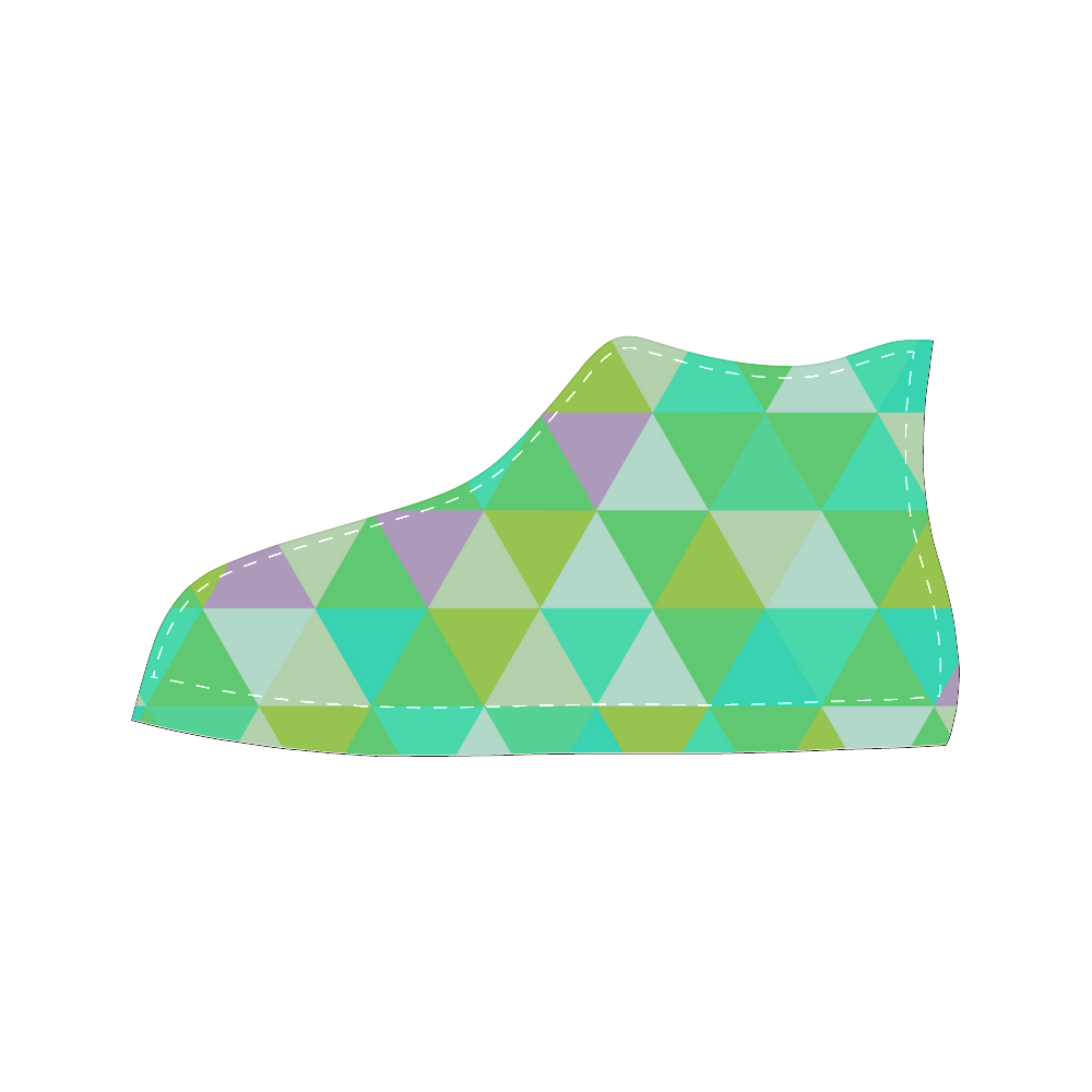Green Geometric Triangle Pattern Women's Classic High Top Canvas Shoes (Model 017)
