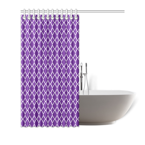 royal purple white quatrefoil classic pattern Shower Curtain 72"x72"