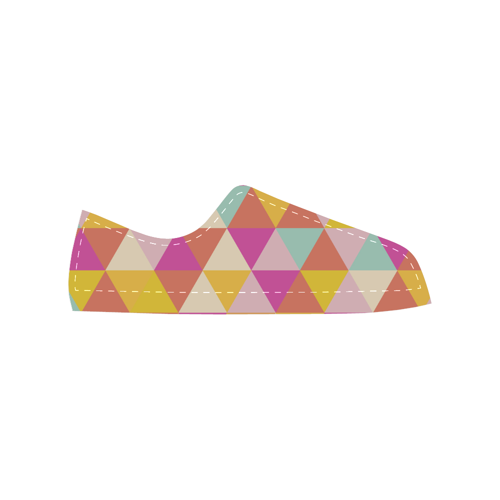 Yellow Geometric Triangle Pattern Women's Classic Canvas Shoes (Model 018)