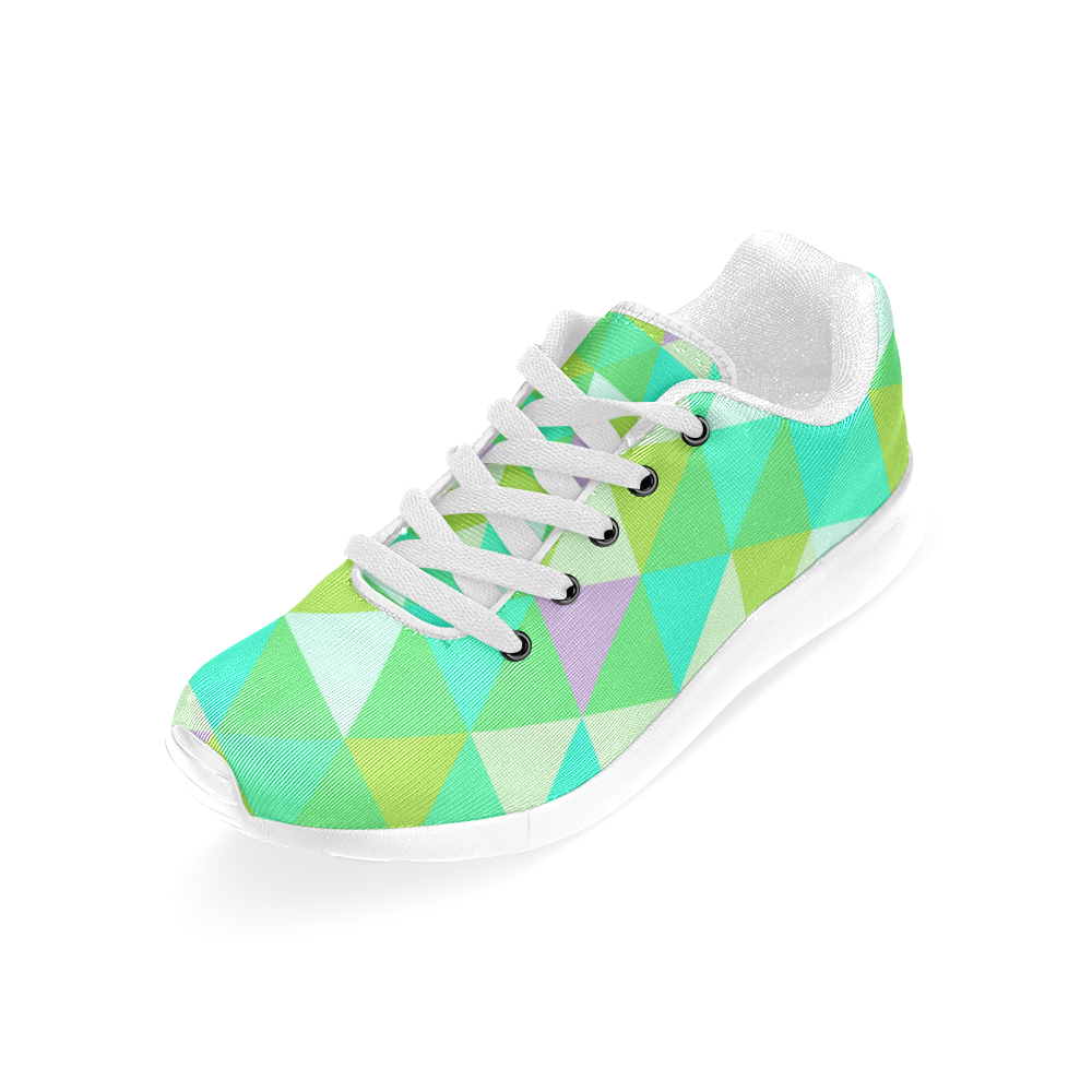 Green Geometric Triangle Pattern Men’s Running Shoes (Model 020)