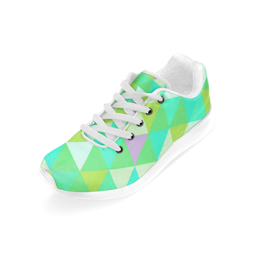 Green Geometric Triangle Pattern Men’s Running Shoes (Model 020)