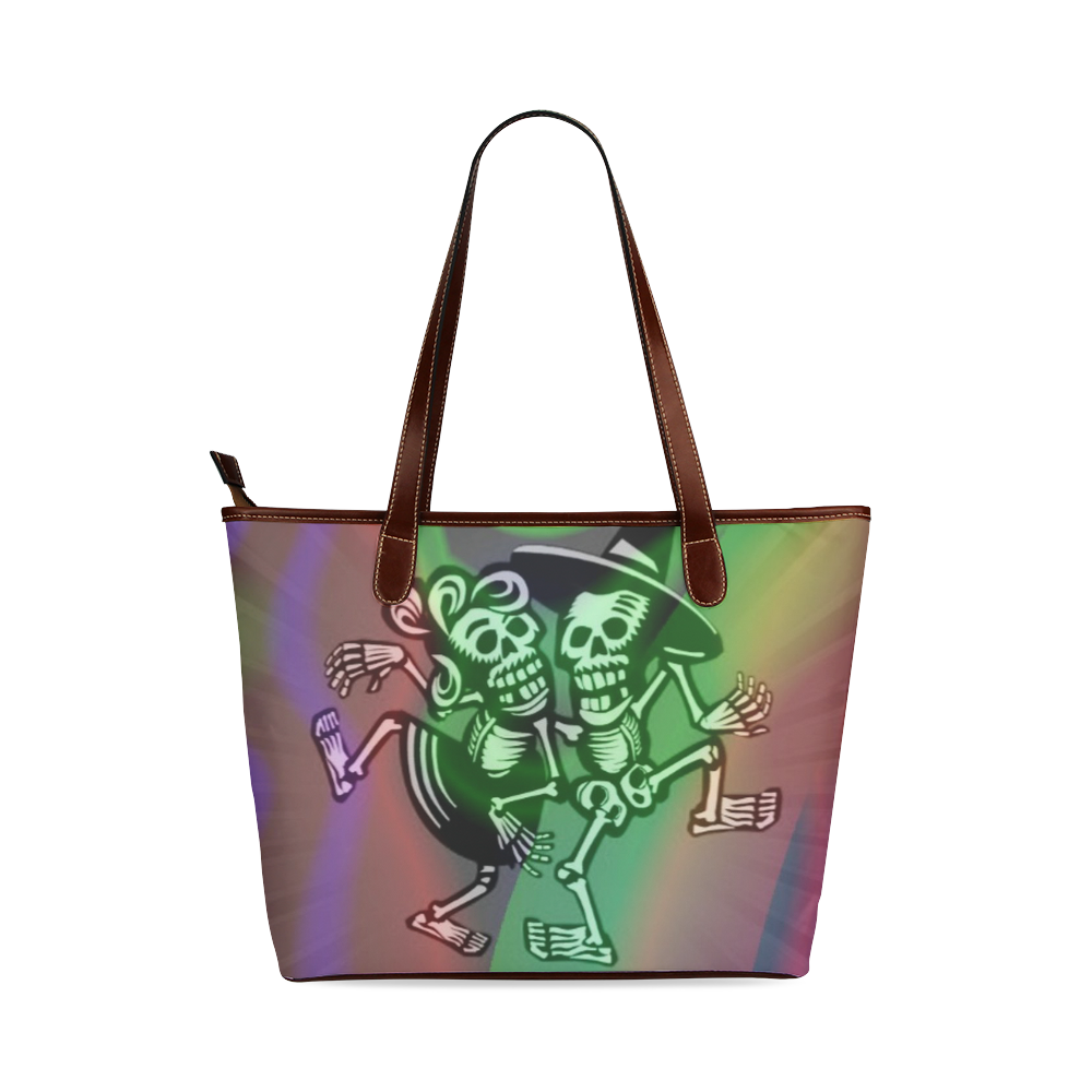 lets dance - Skulls colorful Shoulder Tote Bag (Model 1646)