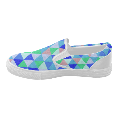 Blue Geometric Triangle Pattern Women's Slip-on Canvas Shoes (Model 019)