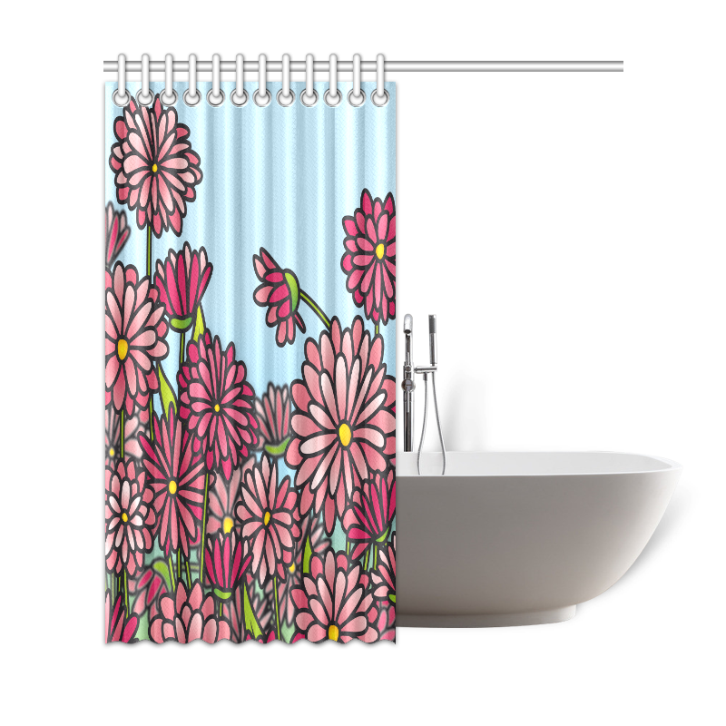 chrysantenum flower field pink floral Shower Curtain 69"x72"