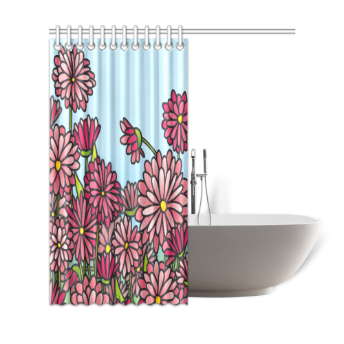 chrysantenum flower field pink floral Shower Curtain 69"x72"