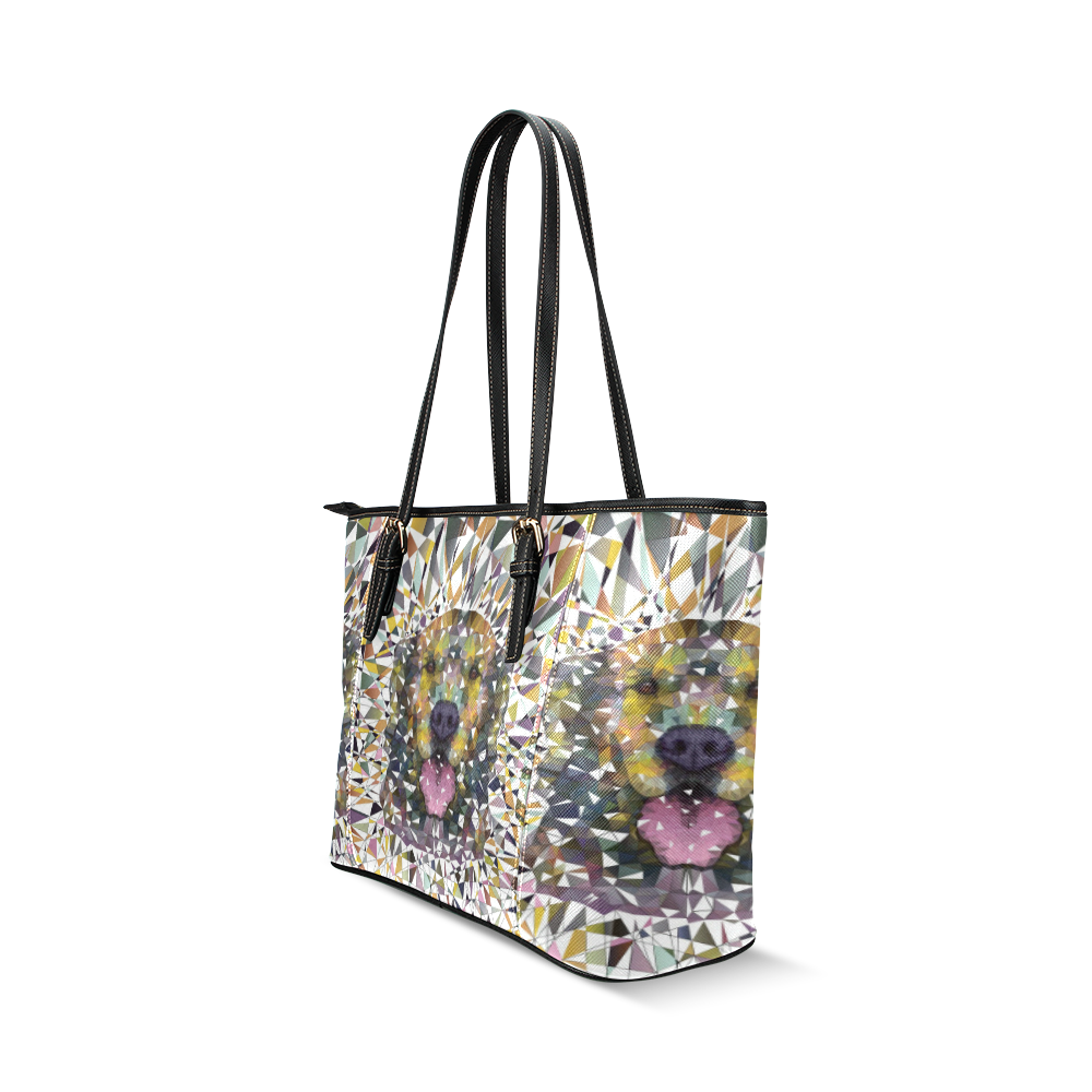 rainbow dog Leather Tote Bag/Small (Model 1640)