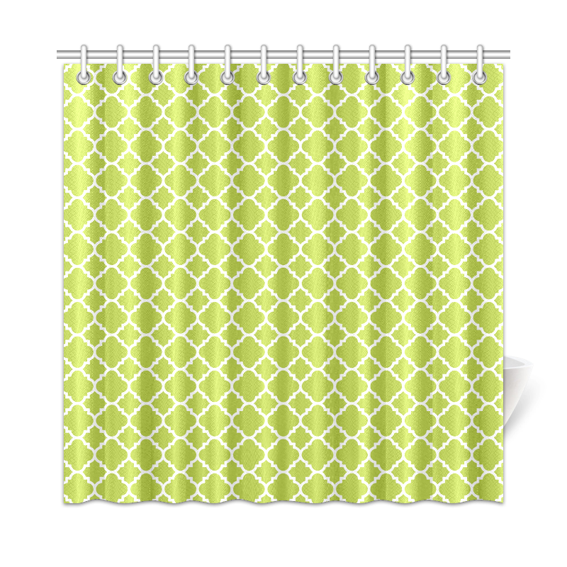 spring green white quatrefoil classic pattern Shower Curtain 72"x72"